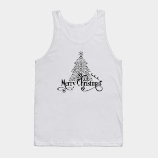 Black and White Christmas Tree design Tank Top